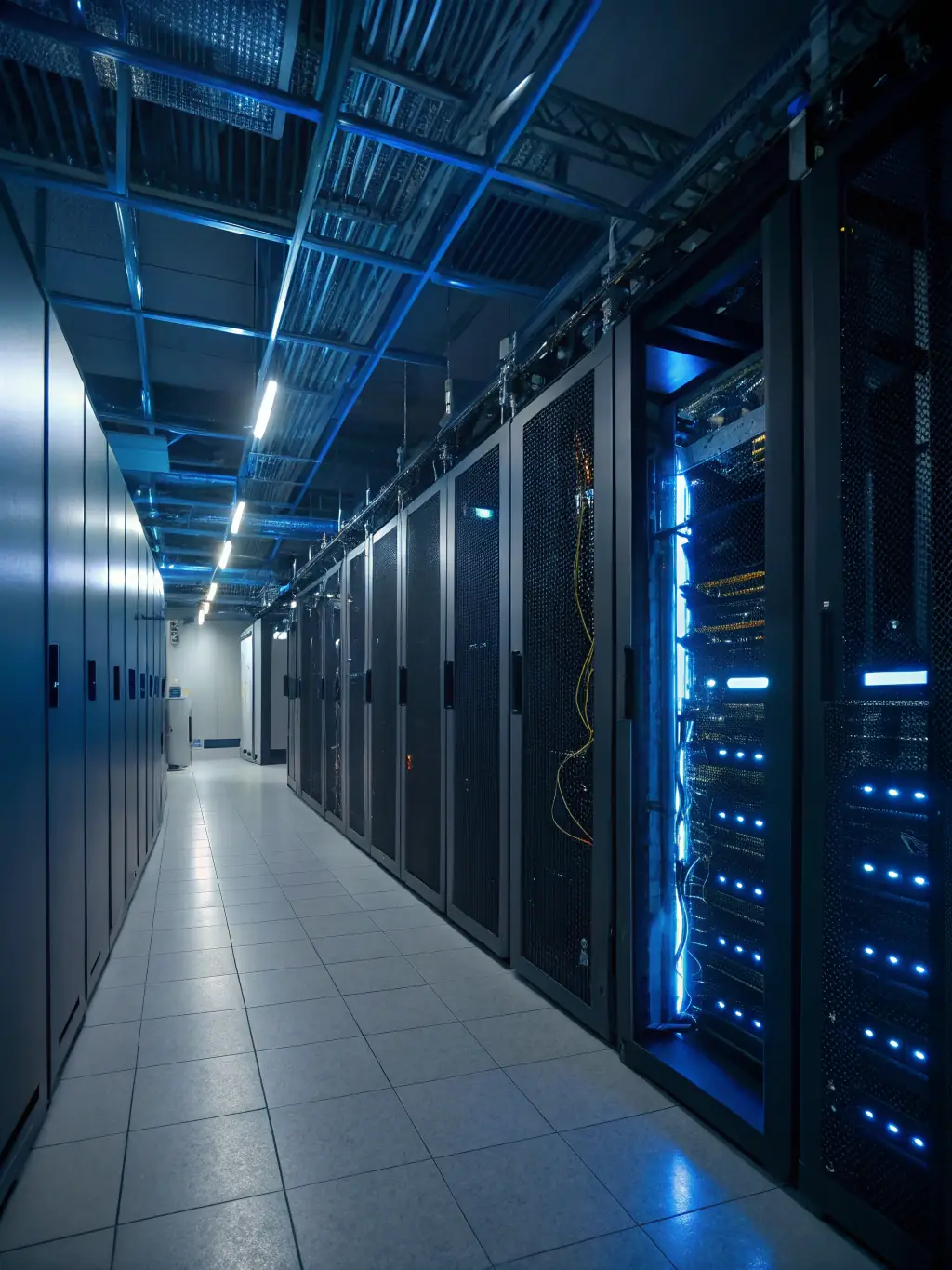 An image of a secure data server room, emphasizing the security and reliability of Log-in.lol's data management and analytics infrastructure.